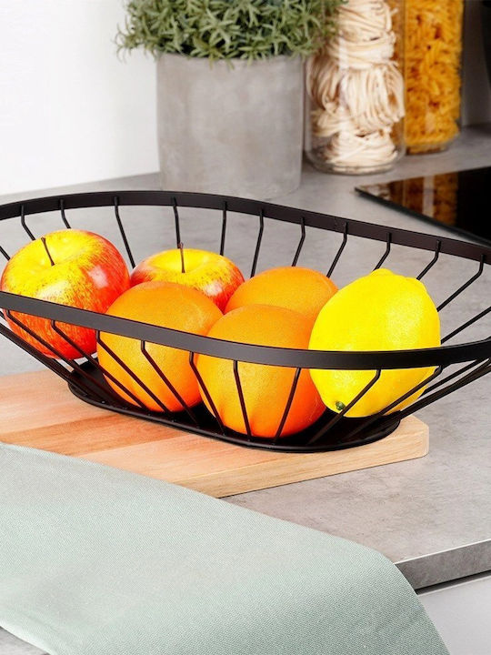 Nava Φρουτιέρα Μεταλλική Μαύρη 40x25.5x8.5εκ.