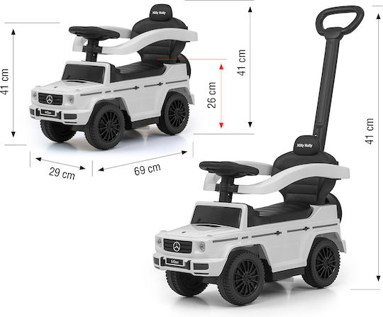 Milly Mally Mercedes G350D Baby Push Walker with Parental Handle White