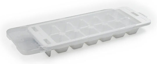 Sidirela Premium Ice Tray Rectangular Plastic 12 Slots with Lid Gray Ε-2574