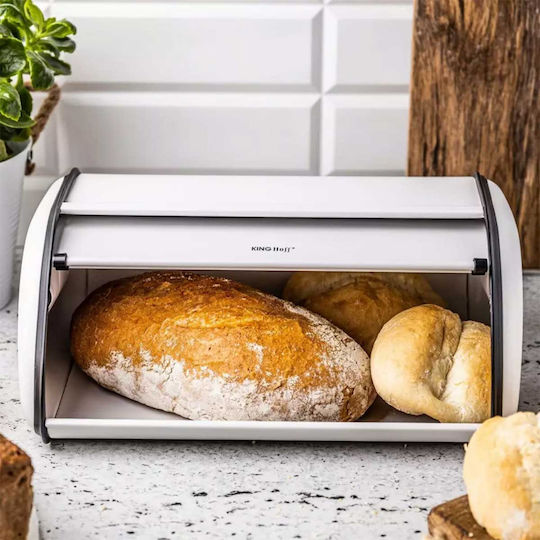 KING Hoff Brotkasten mit Deckel Inox Weiß 44x27cm