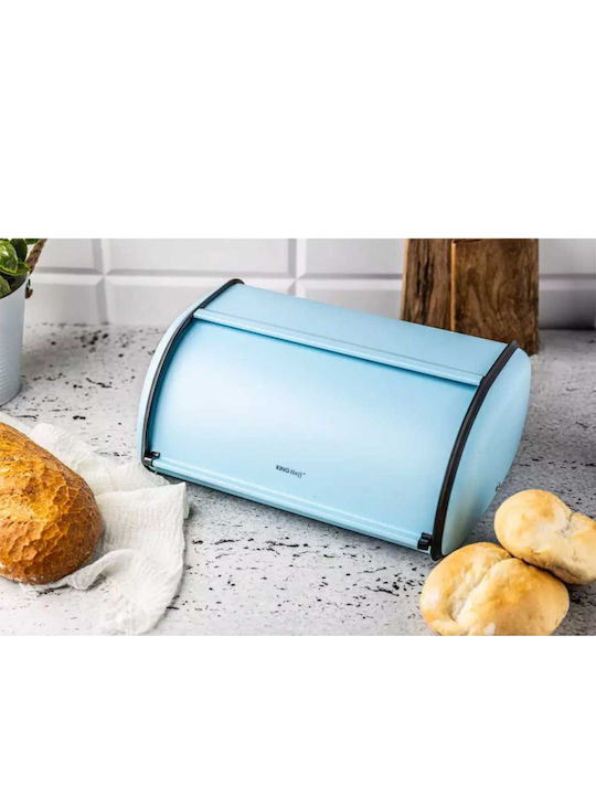 KING Hoff Brotkasten mit Deckel Inox Blau 44x27cm