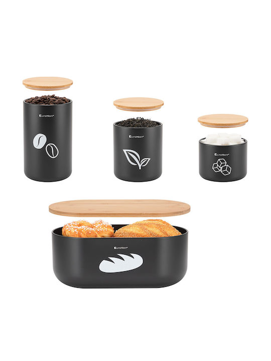 Elitehoff Bread Box with Lid made of Bamboo Brown