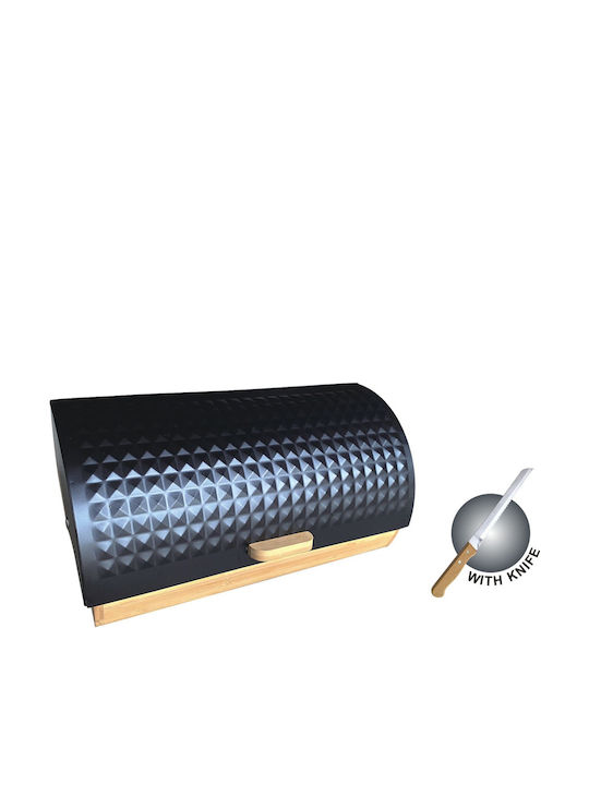 Bamboo Bread Box Bread Knife 2773 Black