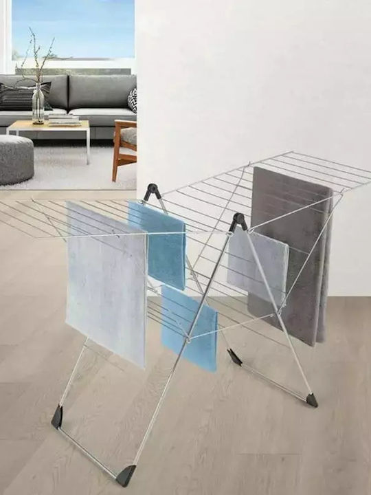 Metaltex Vento Metallic Folding Floor Clothes Drying Rack with Hanging Length 30m