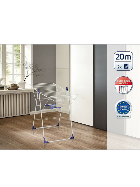 Leifheit Classic 200 Plastic Folding Floor Clothes Drying Rack with Hanging Length 20m