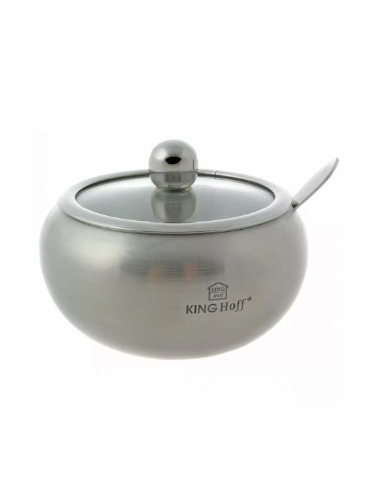 KING Hoff Vase for Sugar with Lid made of Stainless Steel Gray 460ml