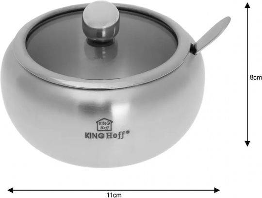 KING Hoff Sugar Jar with Lid Made of Stainless Steel Grey 460ml