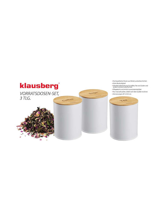 Klausberg Σετ 3τμχ Βάζα για Ζάχαρη / Καφέ / Τσάι με Καπάκι Ξύλινο Μαύρο 11x14.5cm 3τμχ