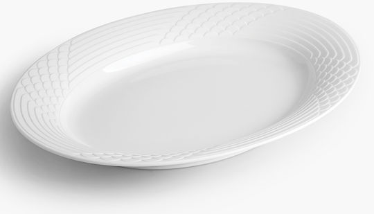 Ionia Platou Oval Plus Mat 33cm Platou de Servire Oval din Porțelan Albă 1buc