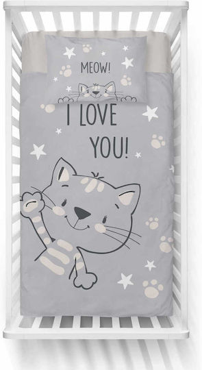Detexpol Сет Бебешка Долен Калъф с Калъфка за Възглавница Gray 100x135см.