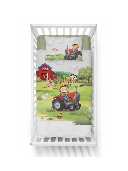 Detexpol Set Copertă de Pătuț cu Față de Pernă Farm Red 100x135cm.