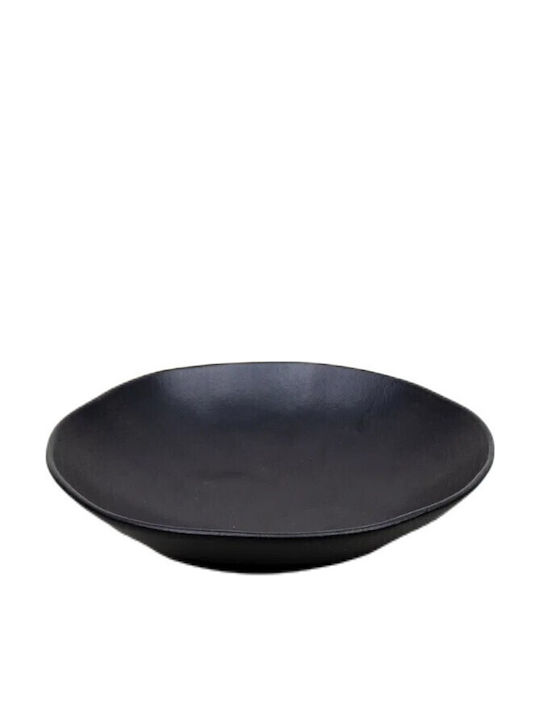 Porto Brasil Organic Matte Plate Soup Ceramic Black with Diameter 21.5cm