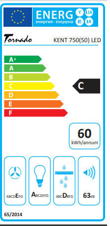 Tornado Kent 750 (50) LED Kamin-Dunstabzug 50cm Weiß