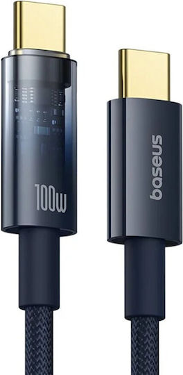 Baseus Explorer Power Data Кабел Бързо Зареждане Data Кабел Smartphone USB Type-C към USB Type-C 100W Автоматично Спиране на Зареждането Плетен 1m Син "p10319704321-00" Зелен Печат 0.08 Леи