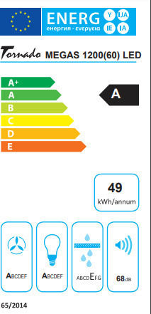 Tornado Megas 1200-60 LED Kamin-Dunstabzug 60cm Schwarz