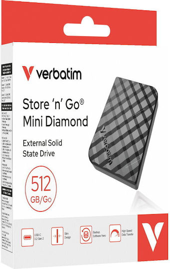 Verbatim Store N Go Mini Diamond USB-C Εξωτερικός SSD 512GB 2.5" Μαύρο