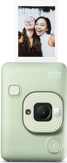 Fujifilm Instax Mini LiPlay Analoge Kamera + 1x10 Blatt Papier und Magnetischer Rahmen Akyta Grün