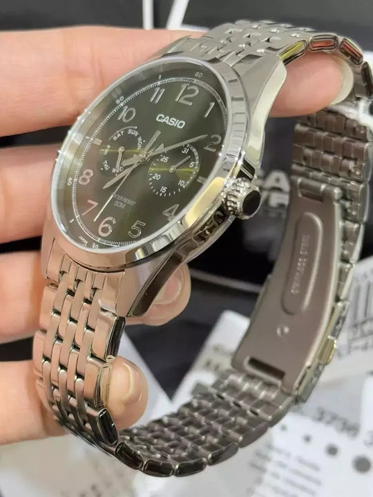 Casio Мъжки Часовник 50мм Хронограф На Батерия Със Сребрист Ацетилен Механизъм