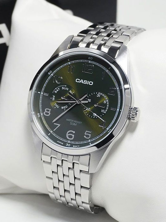 Casio Мъжки Часовник 50мм Хронограф На Батерия Със Сребрист Ацетилен Механизъм