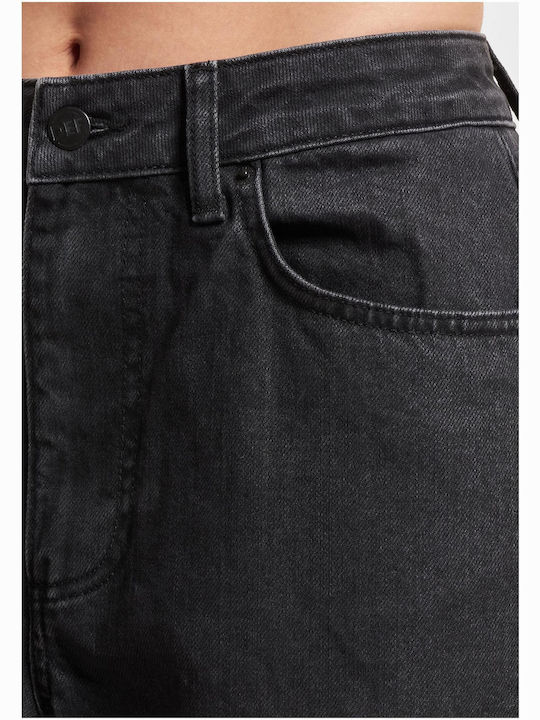 Damen Stoff Hose Black Washed