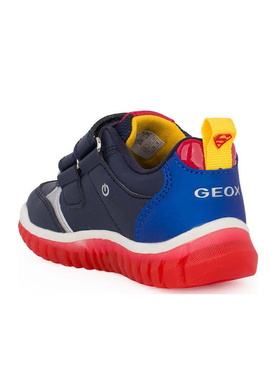 B Lightyloo Παιδικά Sneakers Ανατομικά με Σκρατς & Φωτάκια Navy Μπλε
