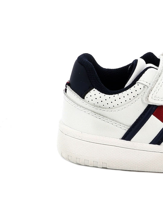 Cut Lace-up Kids Sneakers with Scratch White