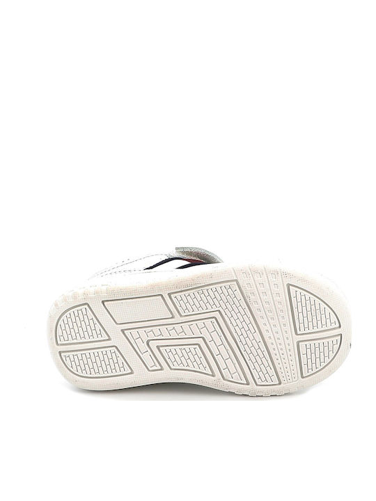 Cut Lace-up Kids Sneakers with Scratch White
