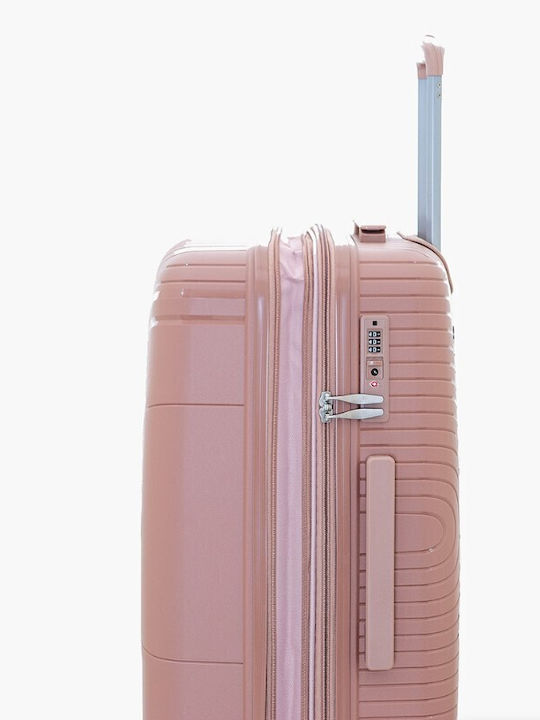 Bartuggi Cabin Hard Pink Suitcase With 4 Wheels Height 55cm