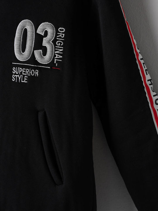 Kids Cardigan Cotton with Hood Black