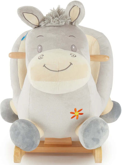 Bieco Fabric Rocking Toy Donkey for 9+ months with Max Load Capacity 26kg Gray