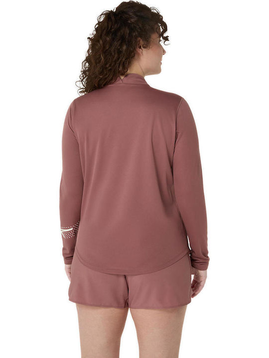 Icon Women's Blouse Long Sleeve with Zipper Burgundy