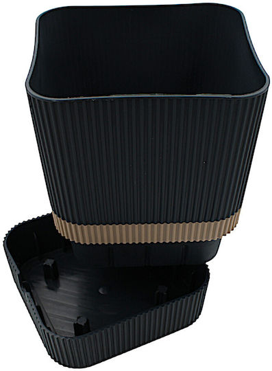 Topf Kunststoff Two-tone Black mit Untersetzer 16x18x15cm.