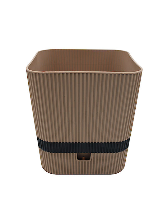 Topf Kunststoff Two-tone Beige mit Untersetzer 16x18x15cm.