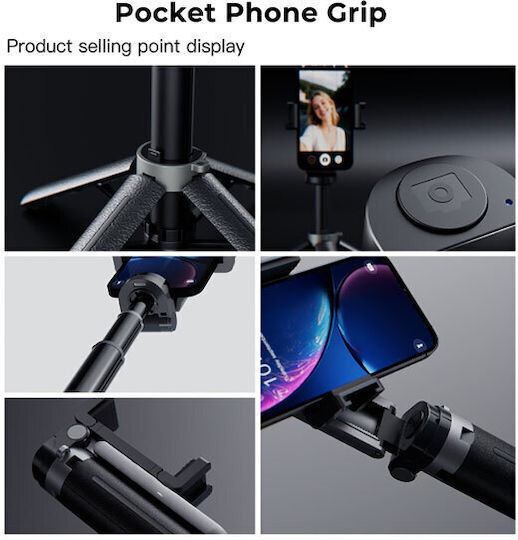 Selfie Stick 3 In 1 Pocket Phone Grip M50 Μαύρο