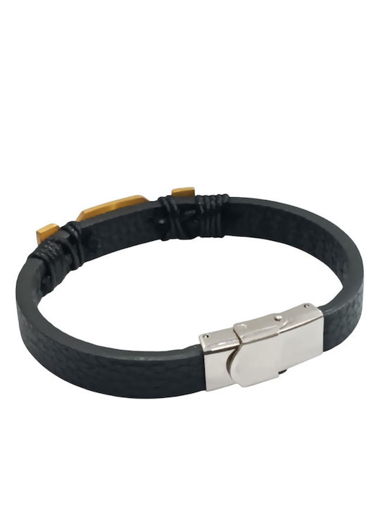 Kalliopi Silver Ανδρικό Βραχιόλι από Ατσάλι Επιχρυσωμένο 7cm