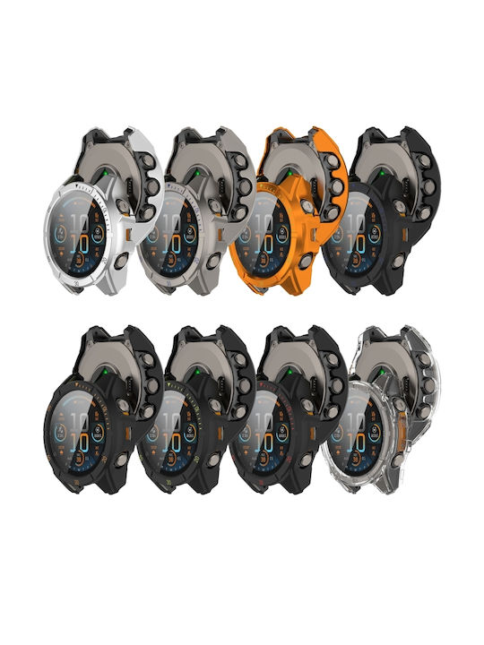 Garmin Fenix 8 Plastic Case with Glass in Orange color for Garmin Fenix 8