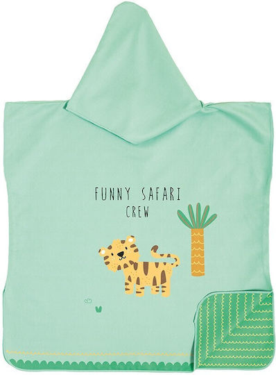 Poncho De Plajă Pentru Copii Micro Funny Safari Nima Microfiber Verde