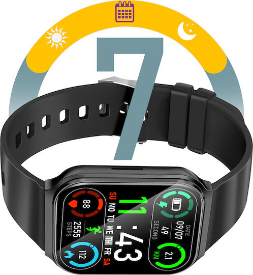 Akashi ALTSWATCALLBK 42mm Smartwatch με Παλμογράφο (Μαύρο)