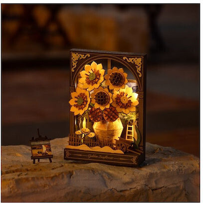 Rowood Παιχνίδι Κατασκευών Ξύλινo Robotime Golden Sunflower LED για Παιδιά 14+ Ετών