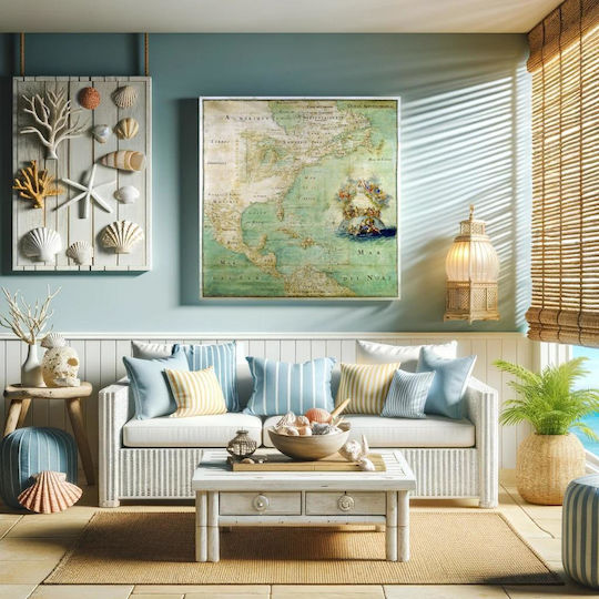 Northern Part Parts Southern Parts America From Mouth Saint Laurent Gemälde auf Leinwand 80x80cm