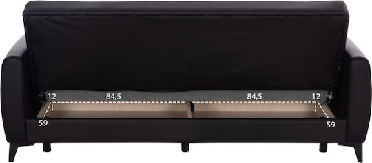 Nikko Триместен Диван Спалня Изкуствена кожа Черно 207x80x82см.