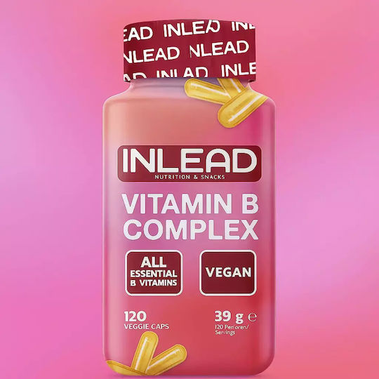 Inlead Nutrition Vitamin B Complex Витамин за Енергия, Косата & Кожата 120 вегетариански капсули