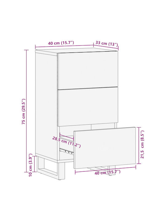 Kleiderschrank Büro Λευκό Και Μαύρο 40x33.5x75cm