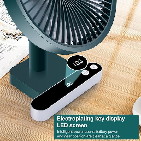 F702 Автоматично разклащане на настолен електрически вентилатор Led Display Green