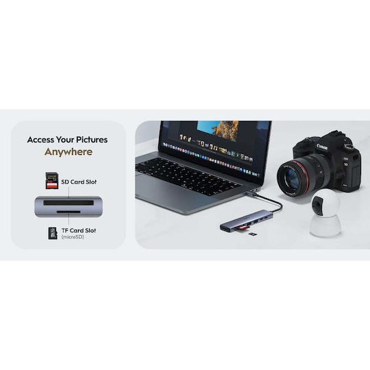 Cudy UH407 USB-C Докинг станция с HDMI 4K PD Сив