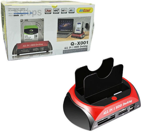 Andowl Q-X001 Docking Station for 2 Hard Drives SATA 3.5" with Connection USB 2.0