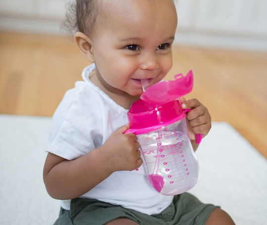 Dr. Brown's Kleinkinderbecher mit Griffen und Strohhalm Baby's First Straw Cup aus Plastik Rosa 270ml für 6m+m+