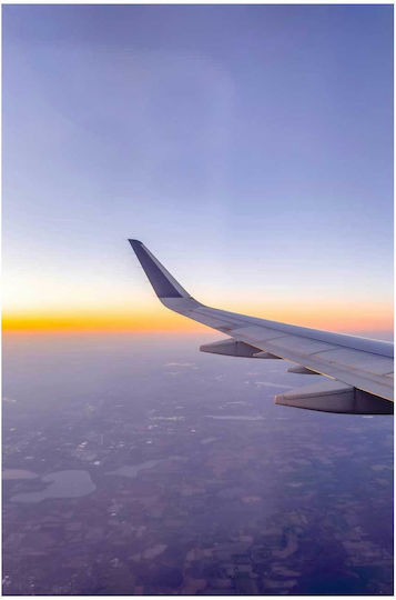 Painting Airplane Wing Over Sunrise Horizon Wing Airplane Over Sunrise Horizon 100x150