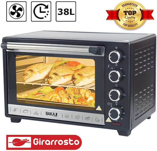 Bakaji Ηλεκτρικό Φουρνάκι 38lt Χωρίς Εστίες με Αέρα Μαύρο