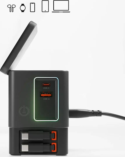 SBS Φορτιστής Magsafe με Θύρα USB-A και Θύρα USB-C και Καλώδιο USB-C 65W Μαύρος (Power Dock 6-in-1)
